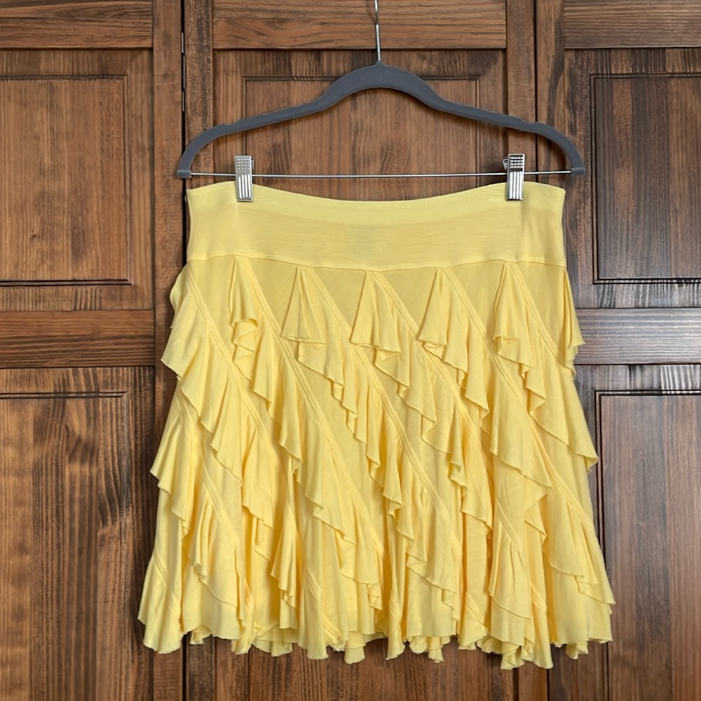 INC International Concepts Ruffle Mini-Skirt in Yellow